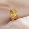 Gold-Plated Anti Tarnish Stainless Steel Contemporary Adjustable Ring