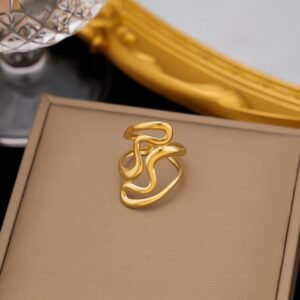 Gold Plated Anti Tarnish Stainless Steel Irregular Contemporary Ring