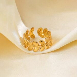 Gold Plated Anti Tarnish Stainless Steel Contemporary Adjustable Finger Ring