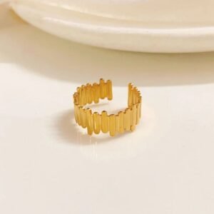 Gold Plated Anti Tarnish Stainless Steel Contemporary Adjustable Finger Ring