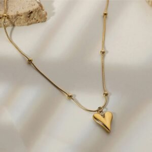 Gold plated stainless steel anti tarnish heart themed pendan