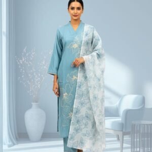 Cotton thread work Churidar set