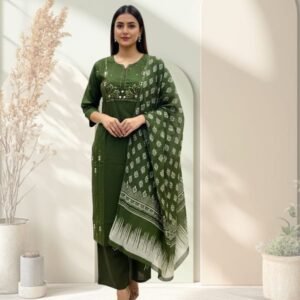 Cotton thread and mirror work Churidar set