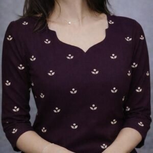 Elegant Wine Cotton Kurti Women