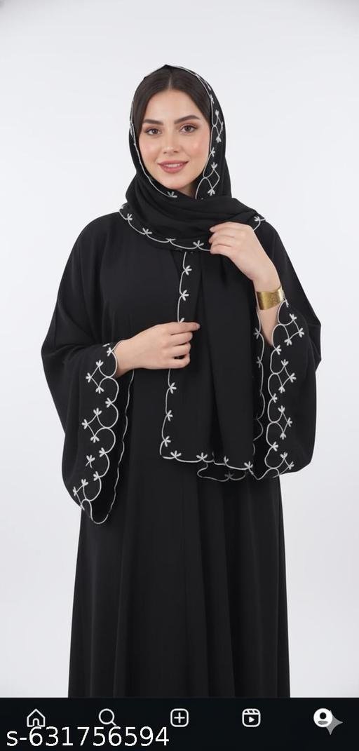NEW TRANDY EMBROIDERY ABAYA WITH SAME HIJAB