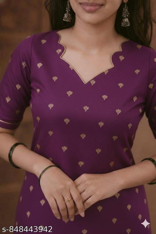 Elegant Purple Cotton Printed Kurti Women - Image 3