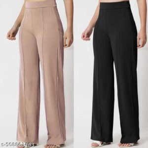 Trendy high-rise bell-bottoms with high-waisted bootcut trousers, jeans, pant & palazzo for women Combo of 2