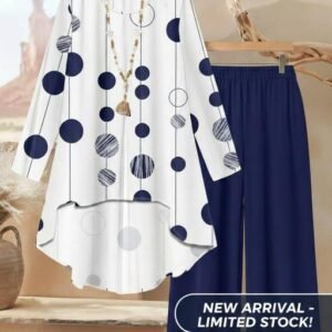 2-Piece Asymmetric Top and Wide Leg Pants Co-ord