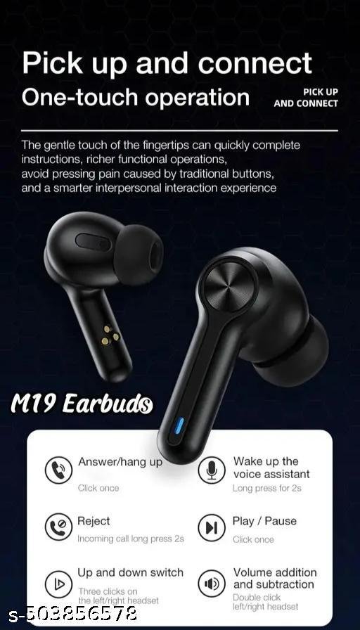 M 19 TWS Bluetooth 5.0 Wireless In Ear Earbuds Touch Waterproof LED Digital Display Bluetooth Headset (Black, True Wireless) - Image 5