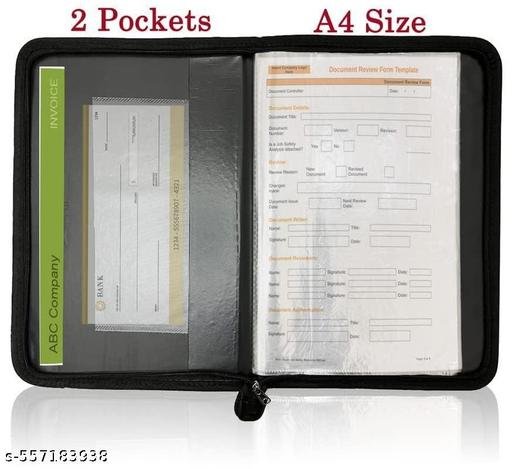 Premium Portfolio Zipper Leather File Folder for Office Use With 20 Leaves (New PF) - Image 4