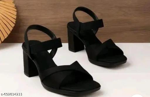 Amore Fashions Black k Elegance Block Heel Sandals for Women | Cushioned Comfort & Chic Party Wear - Image 3