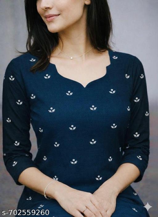 Elegant Teal Cotton Kurti Women