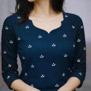 Elegant Teal Cotton Kurti Women