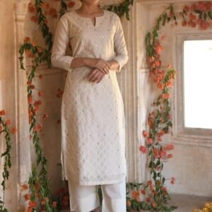 Women's Embroidered Kurta Pant Set With Dupatta