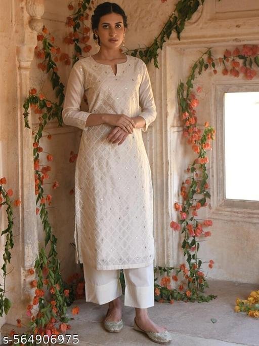 Women's Embroidered Kurta Pant Set With Dupatta