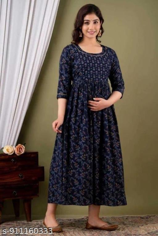 Primium Printed Sp Mentrnity Gown With Dual Zipper For feeding / Pragncy dress / Baby shower spical / Trendy Matinity / Lovely Matinity / feeding kurtis / fashionable maternity / sensational maternity / maternity / metinity / Pragncy kurti / feeding zip kurti / women feeding zip maternity kurti