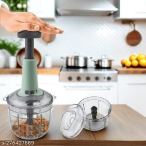 650ml Chopper Manual Chopper Large Quick & Powerful Hand Held Food Chopper to Chop & Cut Fruits, Vegetables, Herbs, Onions for Salsa, Salad, Pesto, Hummus, Guacamole (Premium) | 3 Stainless Steel Blades