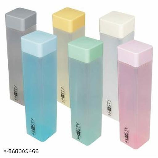 6 Pcs Frosty Water Bottle Set | Leakproof Plastic Fridge Bottle | Multicolor Square Water Bottle | Kitchen & Office Water Bottles Set | 1000 ml Bottle - Image 3