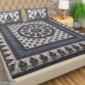 Jaipuri Cotton Double  Bedsheet With 2 Pillow Cover