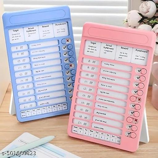 Cute Habit/Schedule Tracker Portable Self-Discipline Chores Chart Daily Checklist Board with 15 Pcs Blank Paper Sliding Morning Routine Chart Planning Boards Reminder Chart for Home School Office (1ps/Pink) - Image 5