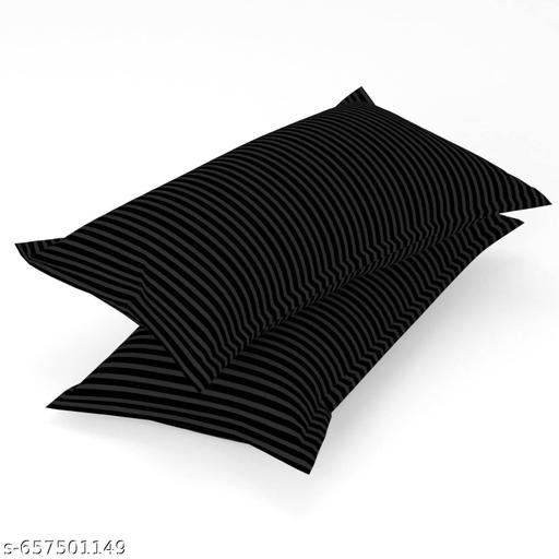 M.R.J. GLOBAL WOVEN Satin Stripe DOUBLE (Flat) Bedsheet | 220 TC Premium Glossy Satin 1 Bedsheet with 2 Pillow Covers | Luxury Home & Hotel Use - Image 4