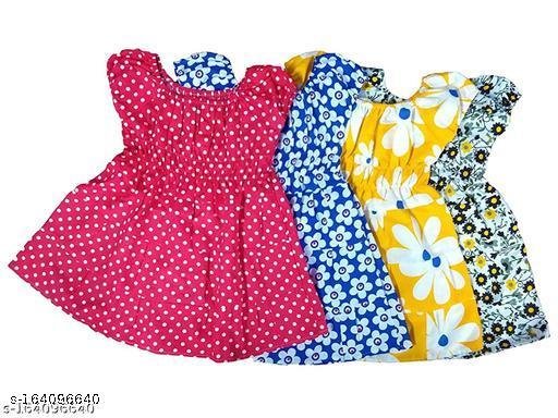 baby girl cotton frock jhabla printed dresses combo pack of 4