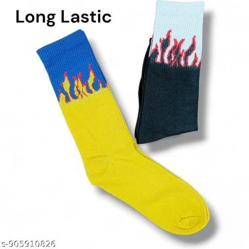 Premium Full Length Socks for Men & Women – Soft Cotton, Stretchable & Sweat Absorbent | Trendy Stylish Pattern, Casual & Sports Wear | Comfortable All Day Use (Pack of 5 Random Colours) - Image 4