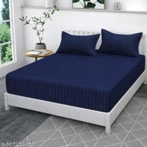 Super Soft Satin Fabric Flat Double Bed (90x100 Inches) Bedsheet with 2 Pillow Covers-(17*27 inches)