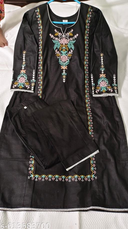 Black embroidery kurta pant set