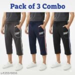 Men’s Three Fourth Capri | Comfortable Cotton Knee-Length Shorts | Gym, Running & Casual Wear | Pack of 3 combo