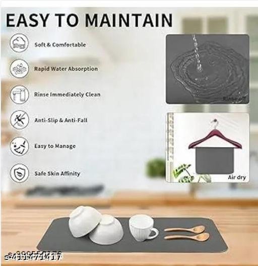 Silicone Dish Drying Mat for Kitchen | Water Absorbent Mat | Kitchen Mat for Wet Utensils | Dish Drying Mat | Water Absorbent mats for Kitchen Items (40 x 60 CM) - Image 3