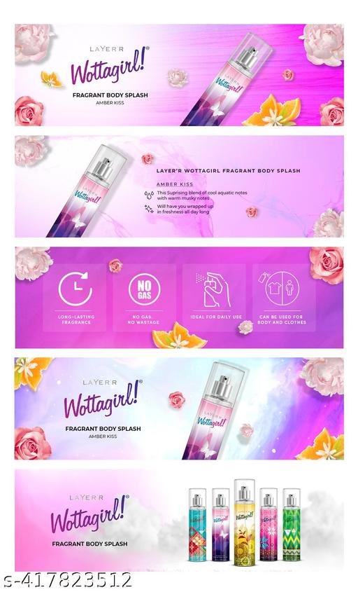 LAYER'R Wottagirl! Secret Crush & Amber Kiss Long Lasting Body Spray (For Women Combo Pack of 2 - 60ml Each) - Image 4