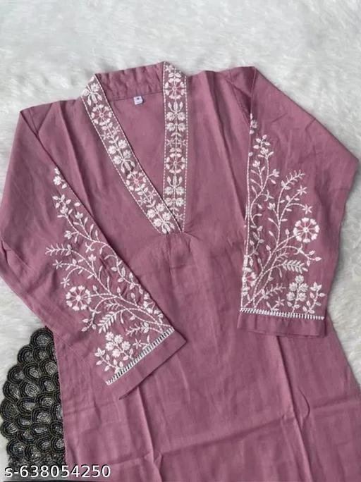 KURTI PANT WITH V NECK EMBROIDERY - Image 3