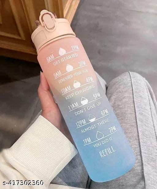 Water Bottle - 800ml Motivational Time Marker, LeakproofDurable BPA-Free Non-Toxic Sipper Water Bottle for Office, Gym & School (800 ml, Pack of 1, Multicolor)
