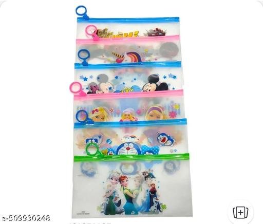 pack of 12 multipurpose waterproof printed zipper pouch , multi design zip pouches, trending pouches , pencil cases , all caracter cartoon pouches , geometry box makeup kit used for school kids girls boys and womens also etc. - Image 3
