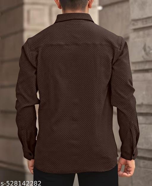 knitted fabric Structured Regular Fit Full Sleeves Shirt - Image 3