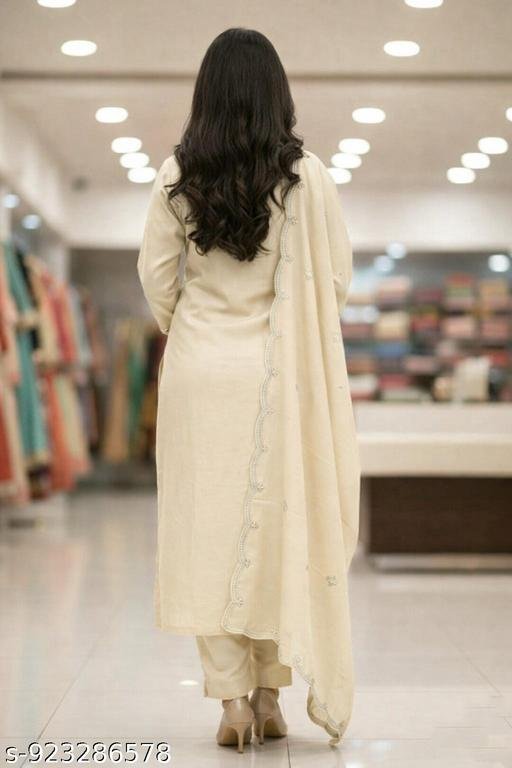 Trendy Kurta Pant Set for Women with Embroidery Work & Soft Printed Dupatta - Image 3