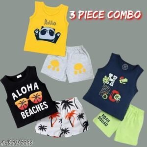 Boys/Giirls Hosiery Cotton Clothing Set (Pack Of 3)