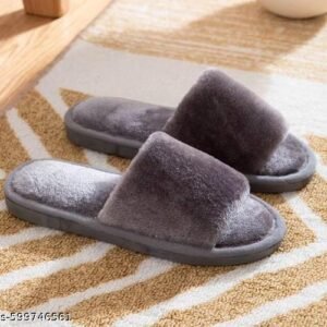 Feel the Softness: Plush Grey Fur Slippers for Every Day
