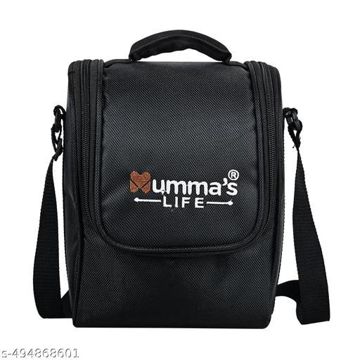 Mumma's LIFE Lunch Box with Steel Cutlery, 3 Microwave Safe Inner Steel Containers (250ml, 400ml, 600ml) Plastic Chutney Dabba 130ml, Steel Bottle 750ml with Insulated Bag, Office Tiffin, Black - Image 5