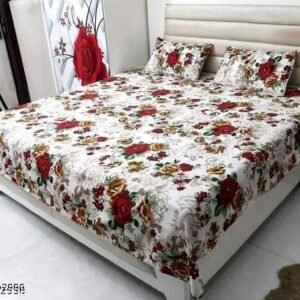Fancy Polycotton Double Bedsheet, size 90 x 90 inches, includes 2 pillow covers; and if ordering a Single Bedsheet, the size is 60 x 90 inches, includes 2 pillow cover.