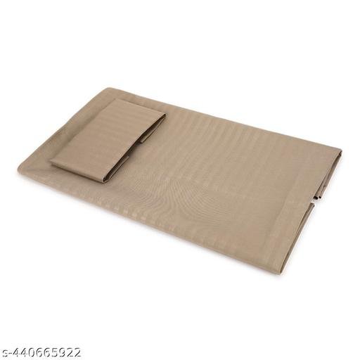Parinika Fabs 400 TC 100% Cotton Satin Stripes Single Bed BedSheet - Premium Hotel Bedsheet and Pillow Cover Set for Hotels, Guest House (88x58 inch) (Beige) - Image 4