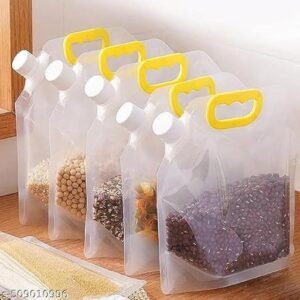 ZUGAD 5-Piece 1.5 LTR Airtight Storage Pouch: Leak-Proof, Durable & Reusable for Dry and Liquid Food(5 pc)