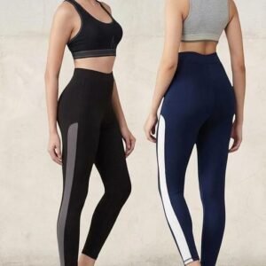 Women's Pack of 2 Black Solid Tights |Activewear|Yogawear|Gymwear|Sportswear|Active Bottomwear