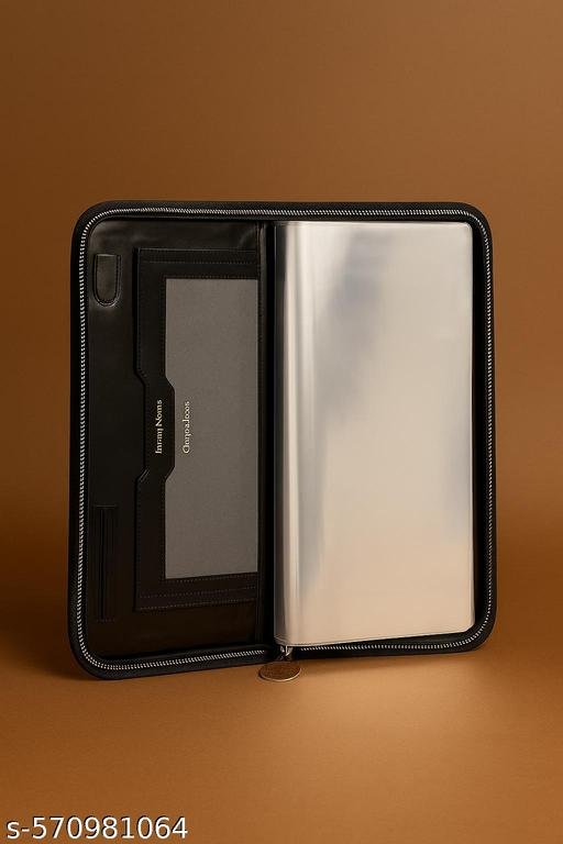 Document File Folder Set – A4 Size Faux Leather Office Organizer with 20 Transparent Sleeves (black Soft Jeans) - Image 3