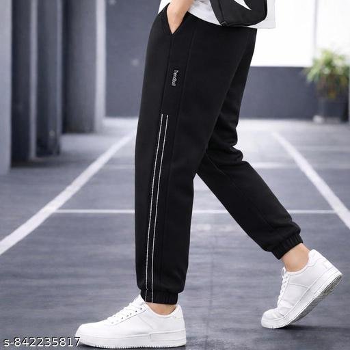 Men Black Relaxed Fit Cargo Track Pants | Stretchable Poly Twill Joggers | Zip Pocket | Side Pockets | Decorative Side Stitch Panel | Ankle Cuffs | Gym, Casual, Sportswear Bottoms - Image 3