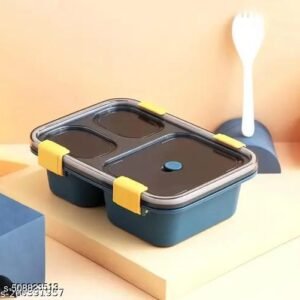 Lunch Box for Kids, Lunch Box for Kids – 3 Compartment Insulated Lunch Box Tiffin Box for Boys, Girls, School & Office Men (3 Compartment Lunch Box) (Blue)