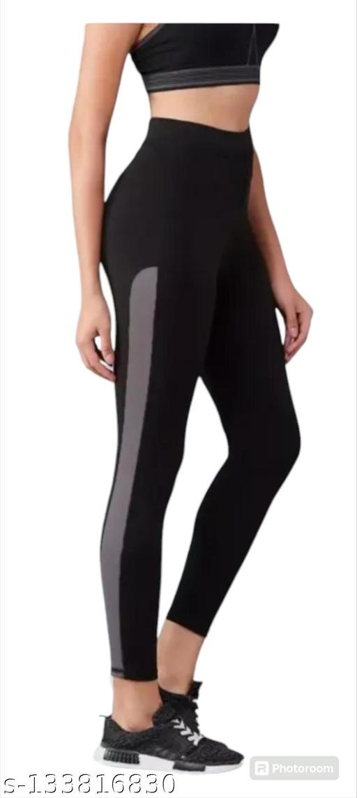 Women's Pack of 2 Black Solid Tights |Activewear|Yogawear|Gymwear|Sportswear|Active Bottomwear - Image 4
