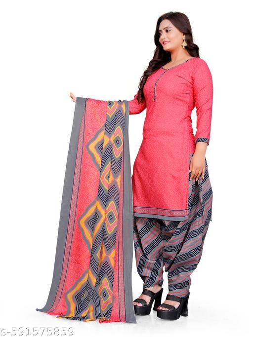 Laxuria Women's Trending Pink Cotton Printed Salwar Kurta & Dupatta Sets With Ineer (Ready To Wear) - Image 3