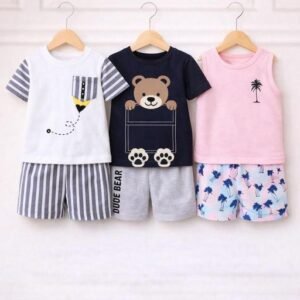 3 PC COMBO SET- PENCIL & DUDE BEAR BLUE & TREE SANDO PEACH